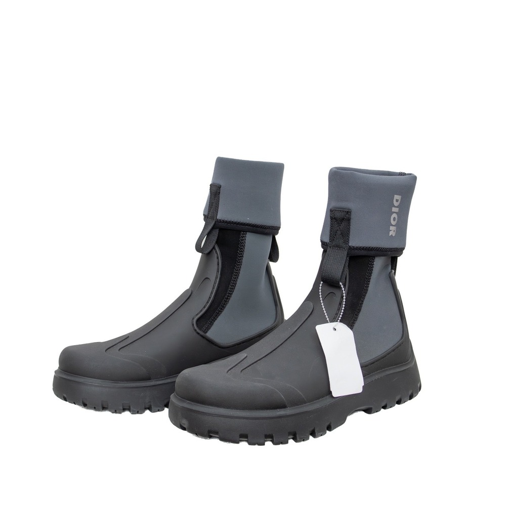 Dior Rubber Neoprene Garden Boots Black Dior Logo Ankle Boots Size 39 EU / 9 US
